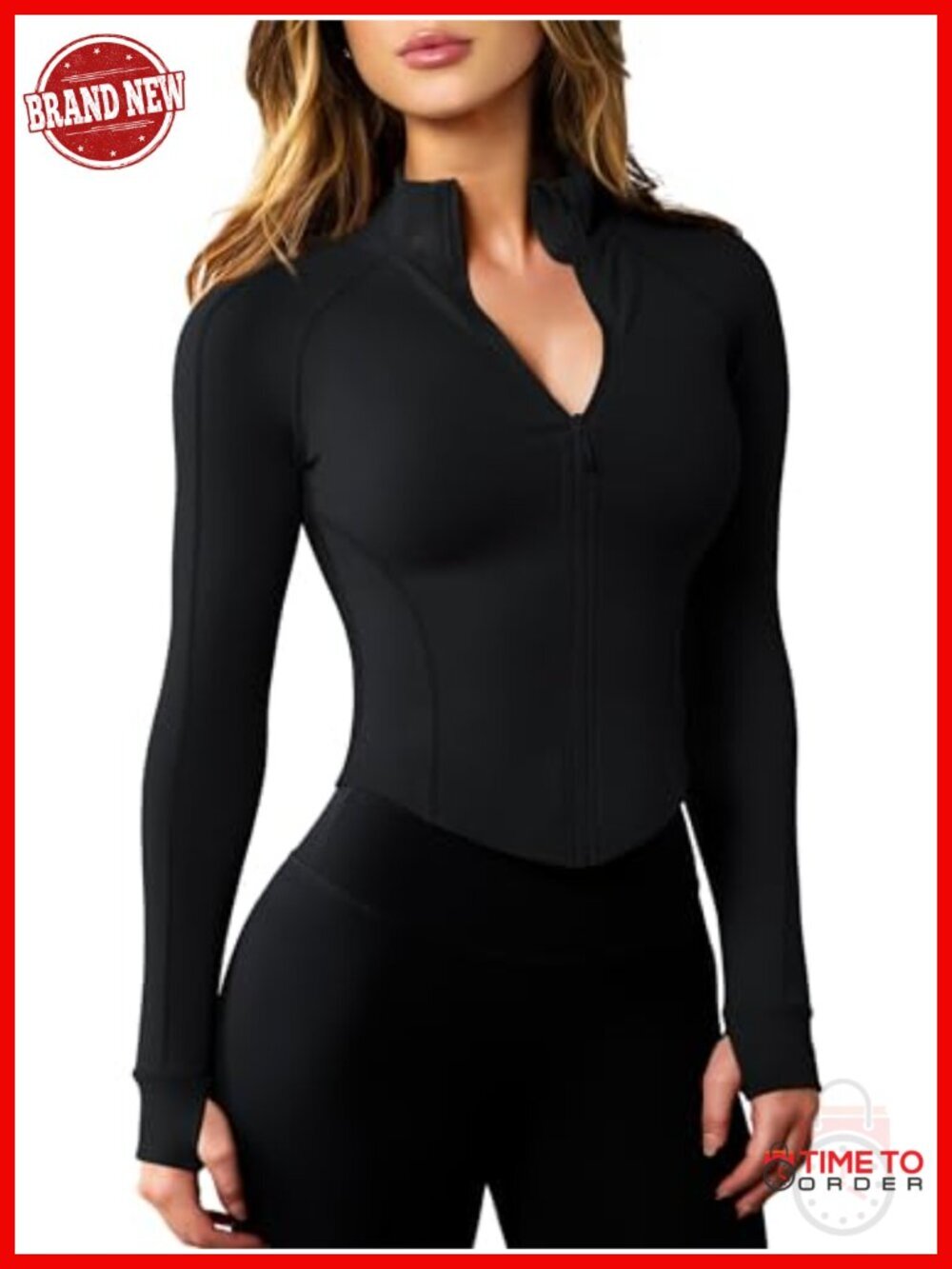 Women's Lightweight Zip Up Cropped Workout Jacket with Thumb Holes
